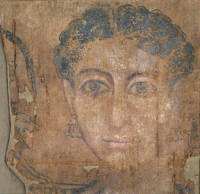 Hodet til en ung kvinne, ca. 100-300 (tempera på lin) av Egyptian Egyptian