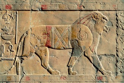 Løve, Senenmut, Hatshepsut-tempelet, Dayr al-Bahri, Egypt av Egyptian Egyptian