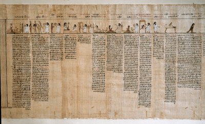 Egyptian Antiquit: Papyrus of a Book of the Dead. Ptolemaisk periode. Torino, egyptisk museum - det gamle Egypt: papyrus fra de dødes bok. Ptolemaisk periode. Egyptisk museum, Torino, Italia av Egyptian Ptolemaic Period