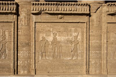 Egyptisk antikke: Romersk mammisi til minne om fødselen til Ihy, sønn av Isis. Hathor-tempelet, Denderah, Egypt av Egyptian Ptolemaic Period
