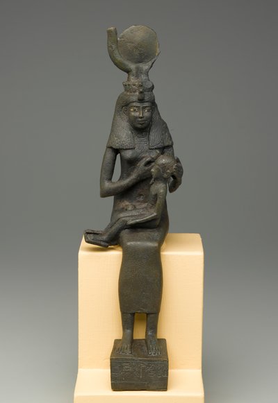 Sittende statuett av Isis som holder Horus (bronse) av Egyptian Ptolemaic Period