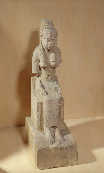 Statue av gudinnen Rattawy, fra Medamud (kalkstein) av Egyptian Ptolemaic Period