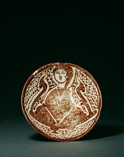 Fatimid rik, konisk figurell bolle med brun glans av Egyptian School