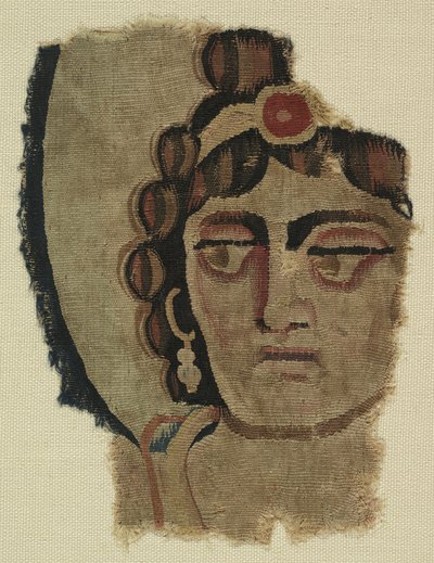 Fragment av et kvinnehode, koptisk (tekstil) av Egyptian School