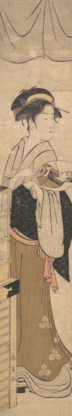 Ung dame med vifte. av Eishōsai Chōki