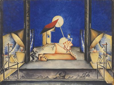 Scenedesign for Opera Bastien und Bastienne av W. A. Mozart, 1925 av Ekaterina Petrova Troitskaya
