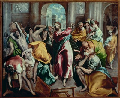 Kristus driver handelsmennene ut av tempelet (maleri på lerret) av El (1541-1614) Greco