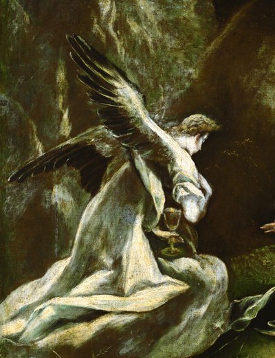 Pinen i hagen: engel (maleri på lerret) av El (1541-1614) Greco