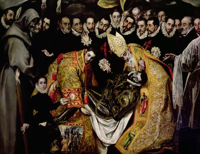 Begravelsen av grev Orgaz, fra en legende fra 1323, detalj av en ung side, St. Etienne, greven og St. Augustine av El Greco