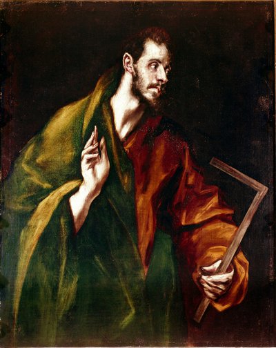 Apostolat ved katedralen i Toledo: Apoteren Saint Thomas. Maleri av Domenikos Theotokopoulos dit El Greco (1540-1614) av El Greco