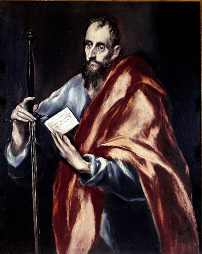 Apostolat ved katedralen i Toledo: Apostelen Saint Paul. Maleri av Domenikos Theotokopoulos dit El Greco (1540-1614) av El Greco