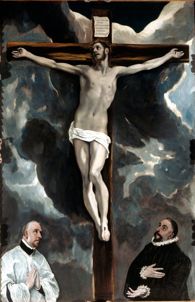 Kristus på korset tilber av de to giverne (maleri av El Greco
