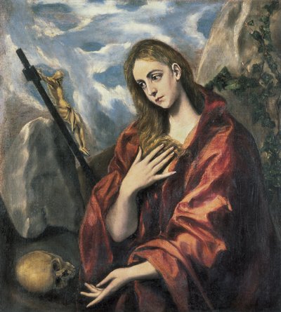 Maria Magdalena i bot. 1585-1590 (olje på lerret) av El Greco