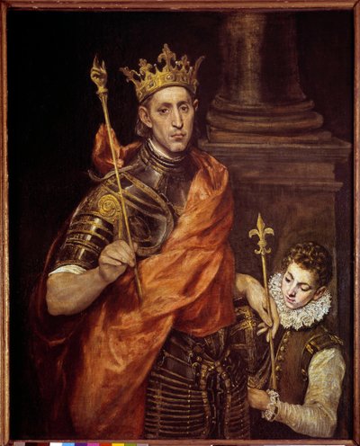 Portrett av Saint Louis (louis IX) med én side (1214-1270) Maleri av Domenikos Theotokopoulos dit El Greco (1541-1614) Søn. 1,20 x 0,96 m av El Greco