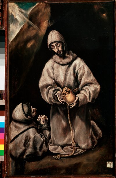 Saint Francois av Assisi og bror Leon (Leone) mediterer over døden, ca. 1600 (olje på lerret) av El Greco