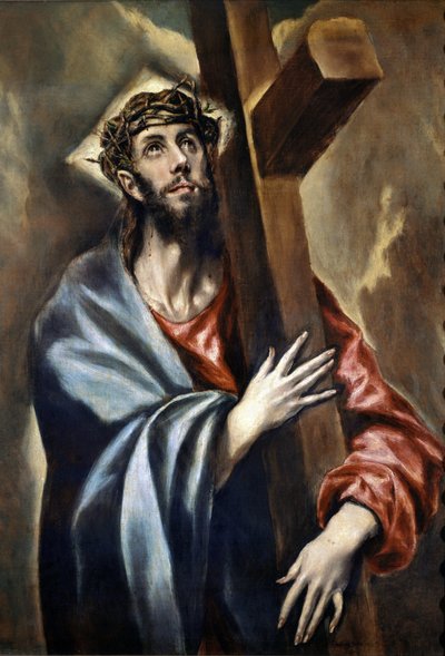Veien til Golgata, detalj av Kristus som bærer korset (olje på lerret av El Greco