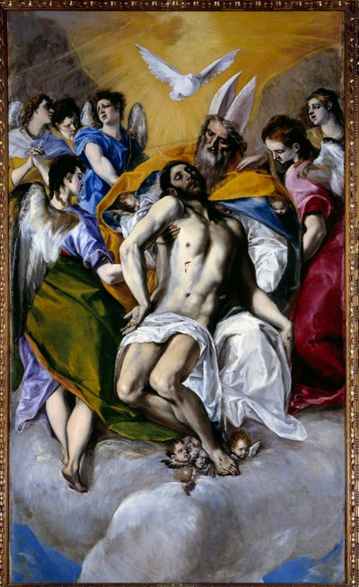 Treenighetsmaleriet av Domenikos Theotokopoulos Dit El Greco (1540-1614) 1577 Søn. 3x1,79 m Madrid, Prado-museet av El Greco