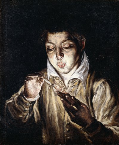 En gutt tenner et lys, av El Greco