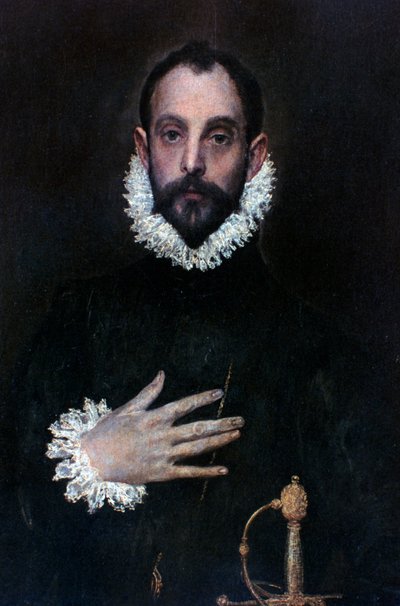 En adelsmann med hånden på brystet, c1577-1584 av El Greco