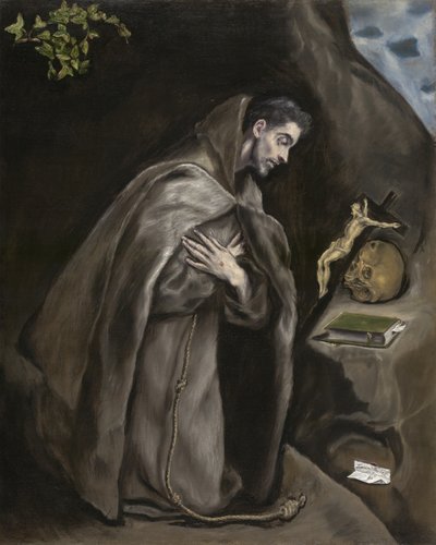 Saint Francis knelende i meditasjon, 1595-1600 av El Greco