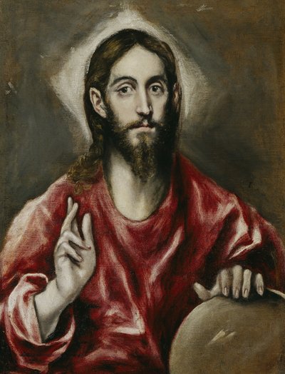 Salvator Mundi, verdens frelser, 1608-1614 av El Greco