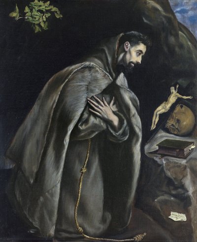 St Francis i bønn før krusifikset av El Greco