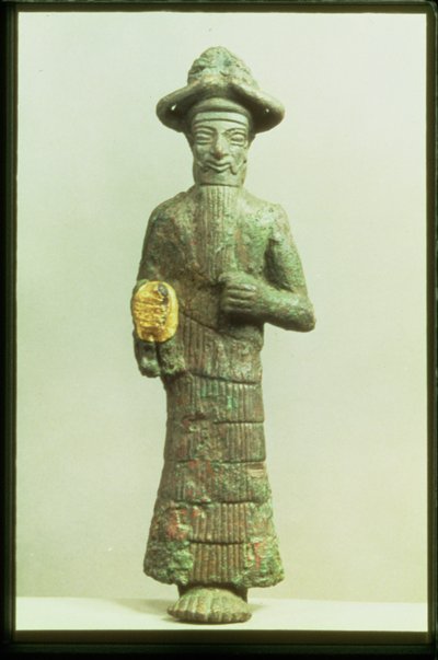 Elamittisk gud med gylden hånd fra Susa, Sørvest-Iran, ca. 1800-1700 f.Kr. (bronse og gull) av Elamite