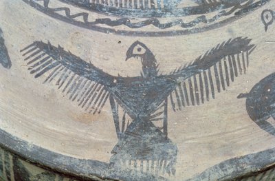 Åpenvinget rovfugl, fra oversiden av et stort kar, Fasa ware, ca. 2000 f.Kr. (malt leire) (detalj) (se også 179137) av Elamite