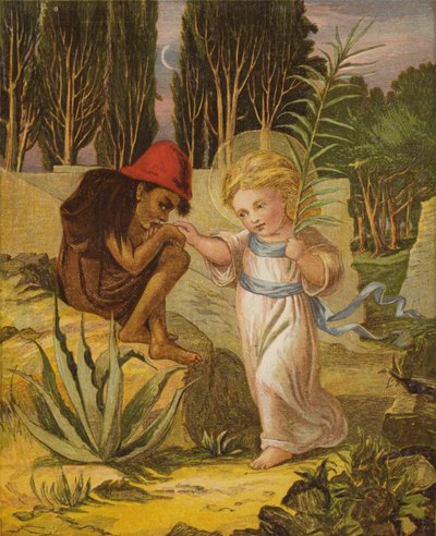 Et lite smilende barn, som hadde på seg en strålende krone (farge litho) av Eleanor Fortescue Brickdale