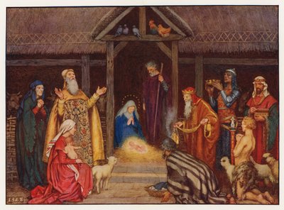 Carols: The Nativity (farge litho) av Eleanor Fortescue-Brickdale