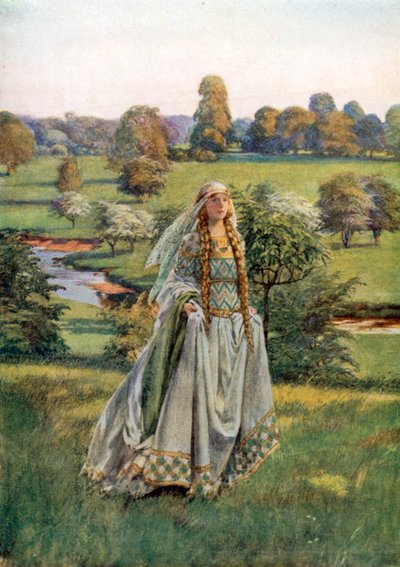 Guinevere Tennyson (fargelitografi) av Eleanor Fortescue-Brickdale