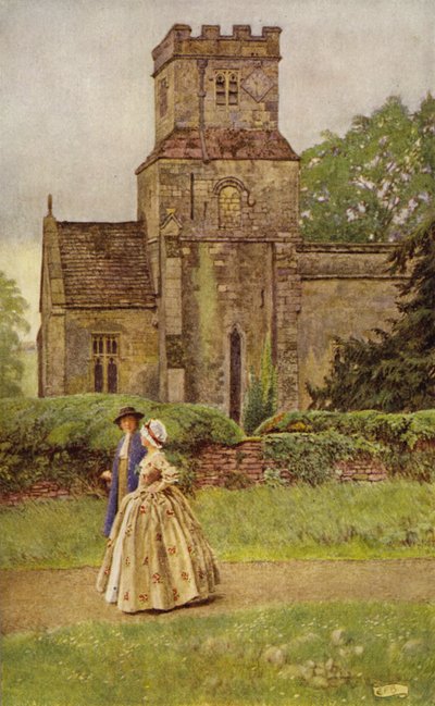 Jeg forlater kirken i preken-tid (farge litho) av Eleanor Fortescue Brickdale