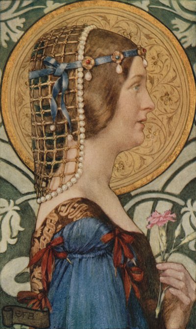 Hvis man kunne ha det lille hodet av henne malt på en bakgrunn av blekt gull (litho-farge) av Eleanor Fortescue Brickdale
