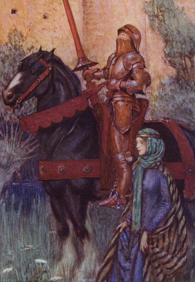Illustrasjon for Idylls Of The King av Alfred Lord Tennyson (farge litho) av Eleanor Fortescue Brickdale