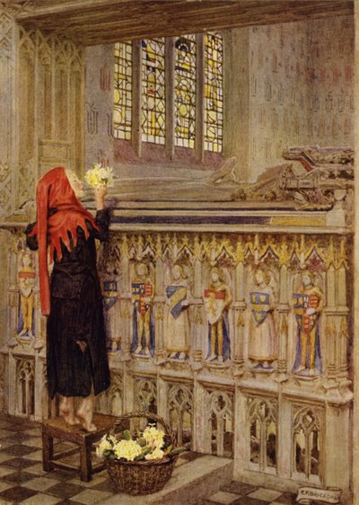 Bare handlingene til de rettferdige, lukter søtt og blomstrer i støvet deres (farge litho) av Eleanor Fortescue-Brickdale