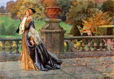 Dronning Katharine. Shakespeare. Kong Henrik VIII (fargelitografi) av Eleanor Fortescue-Brickdale