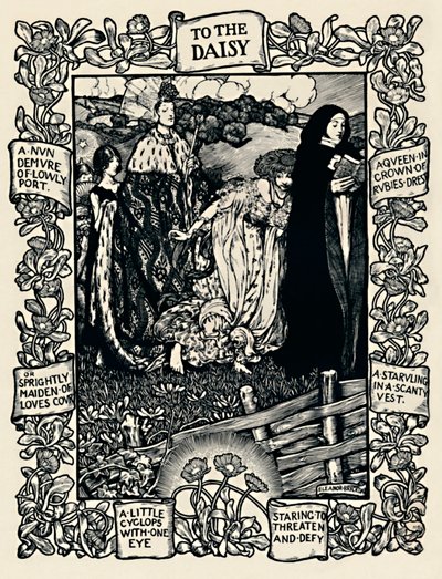 Illustrasjon til Wordsworths Poem To The Daisy, nr. 2, 1923 av Eleanor Fortescue-Brickdale