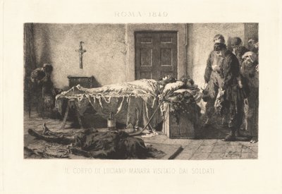 Kroppen til Luciano Manara besøkt av soldater av Eleuterio Pagliano