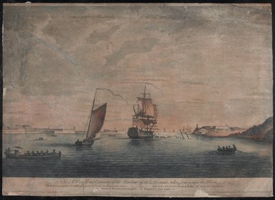 En utsikt over inngangen til havnen i Havana, tatt fra vrakene, Havana av Elias (after) Durnford