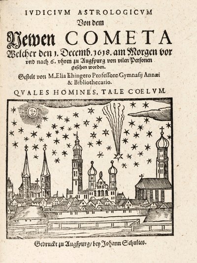 En ny komet sett fra Augspurg, Tyskland 1. desember 1618, pub. 1618. av Elias Ehinger 1573 1653.