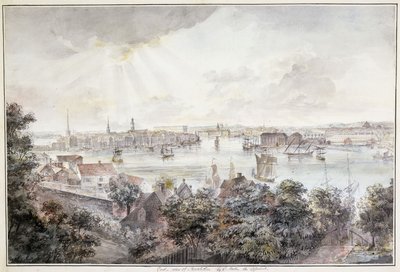 Utsikt over Stockholm fra Söder med Slottet, Storkyrkan, Riddarholmskykan og Tskakykan, av Elias Martin