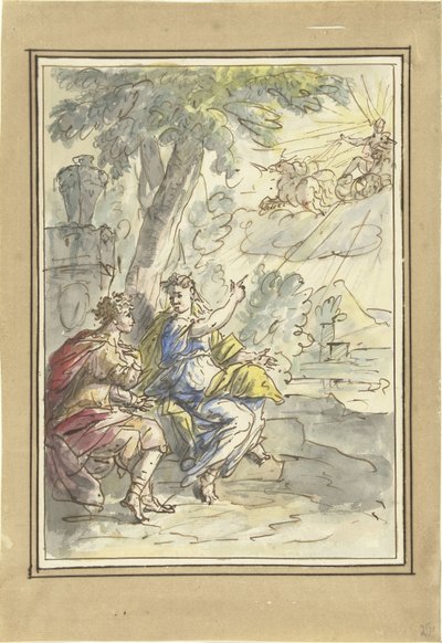 Clymene forteller sønnen Phaeton om faren Apollo av Elias van Nijmegen