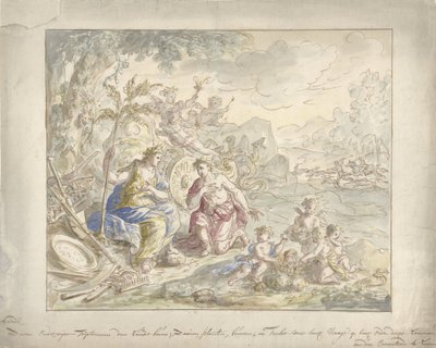 Design for et rommaleri med en allegori om jorden av Elias van Nijmegen