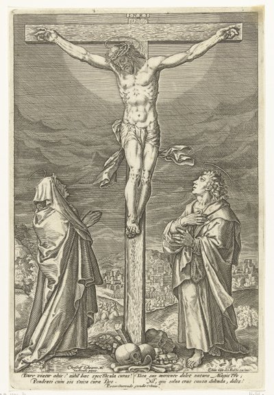 Kristus på korset, med Maria og døperen Johannes Passion of Christ (serietittel) av Elias van den Bossche