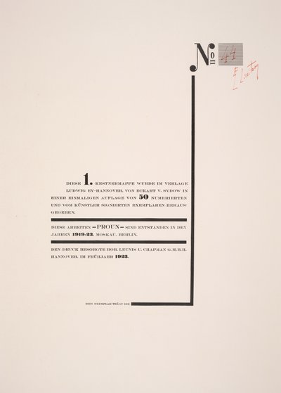 Tittelside av Eliezer Markowich Lissitzky