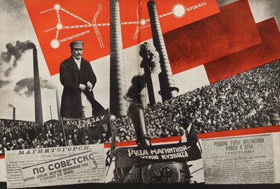 Magnitogorsk - Kuzbass. Illustrasjon fra USSR Builds Socialism, 1933. av Eliezer Markowich Lissitzky