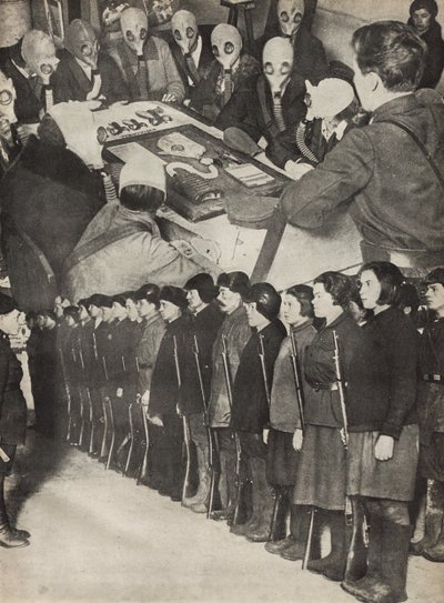 Osoaviakhim. Illustrasjon fra USSR Builds Socialism, 1933. av Eliezer Markowich Lissitzky