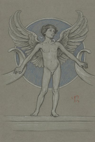 Gutt med vinger + Cornucopia av Elihu Vedder