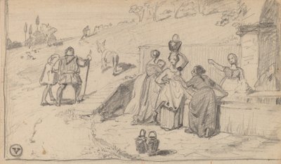 far og sønn, ca. 1859. av Elihu Vedder