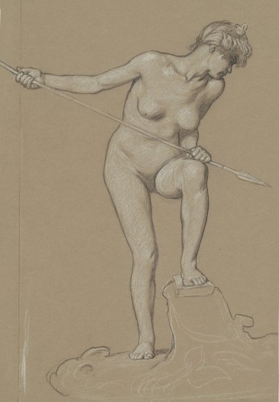 Girl Spearing Dolphin, ca. 1900. av Elihu Vedder